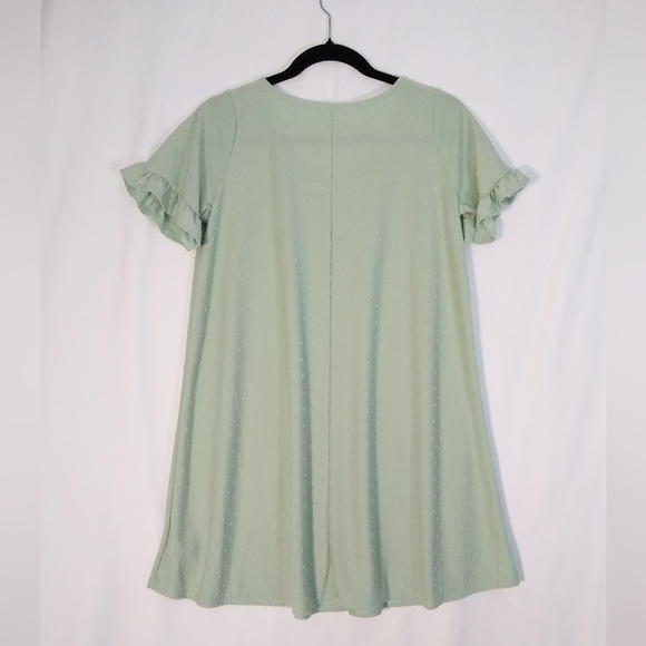 Flowy Sage Green A-Line Mini Dress with Flutter Sleeves Med. - Picture 2 of 7